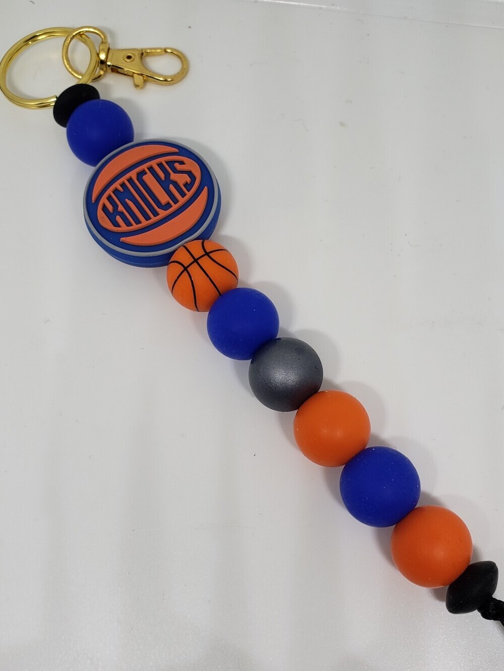 Handmade Silicone Focal Beaded New York Knicks Keychain